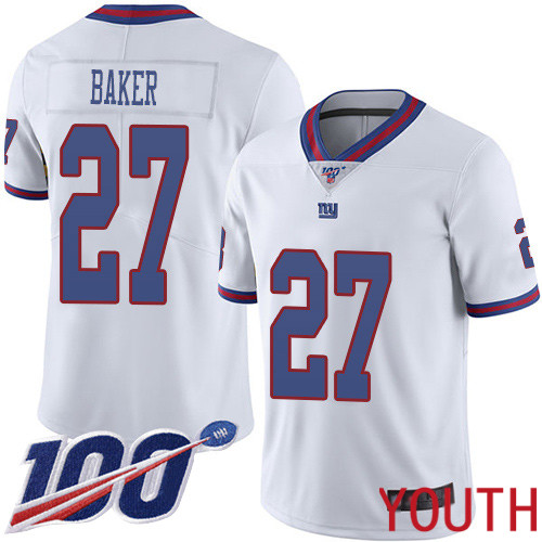 Youth New York Giants #27 Deandre Baker Limited White Rush Vapor Untouchable 100th Season Football NFL Jersey->youth nfl jersey->Youth Jersey